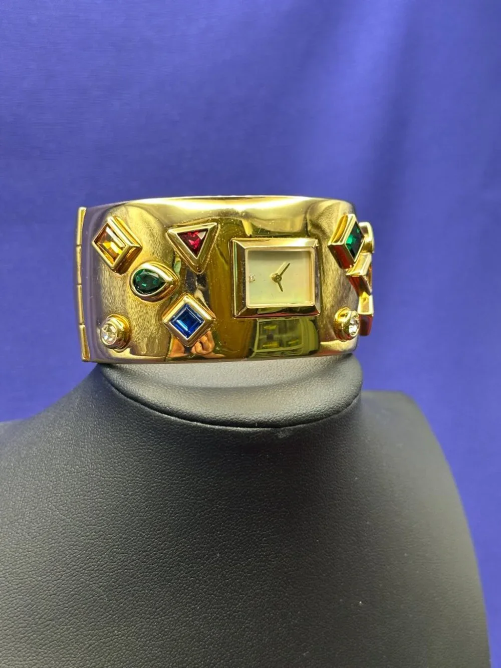 VTG Bob Mackie Franklin Mint Gold Plated Watch.  New Battery